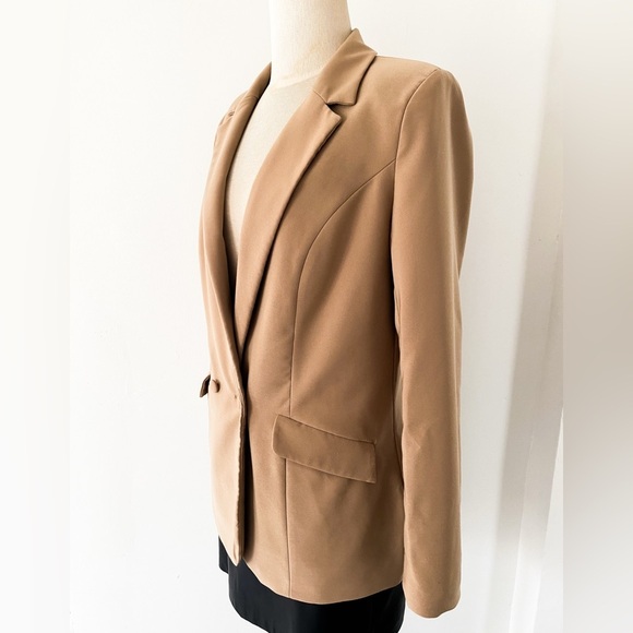 Oh Polly Tan Blazer Jacket with Pockets, Size 8 - Picture 4 of 8